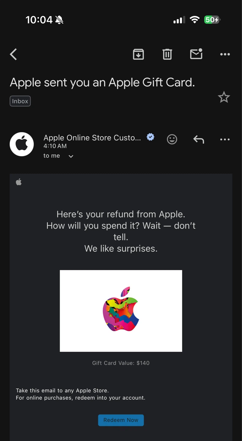 Apple Gift Card ($140)