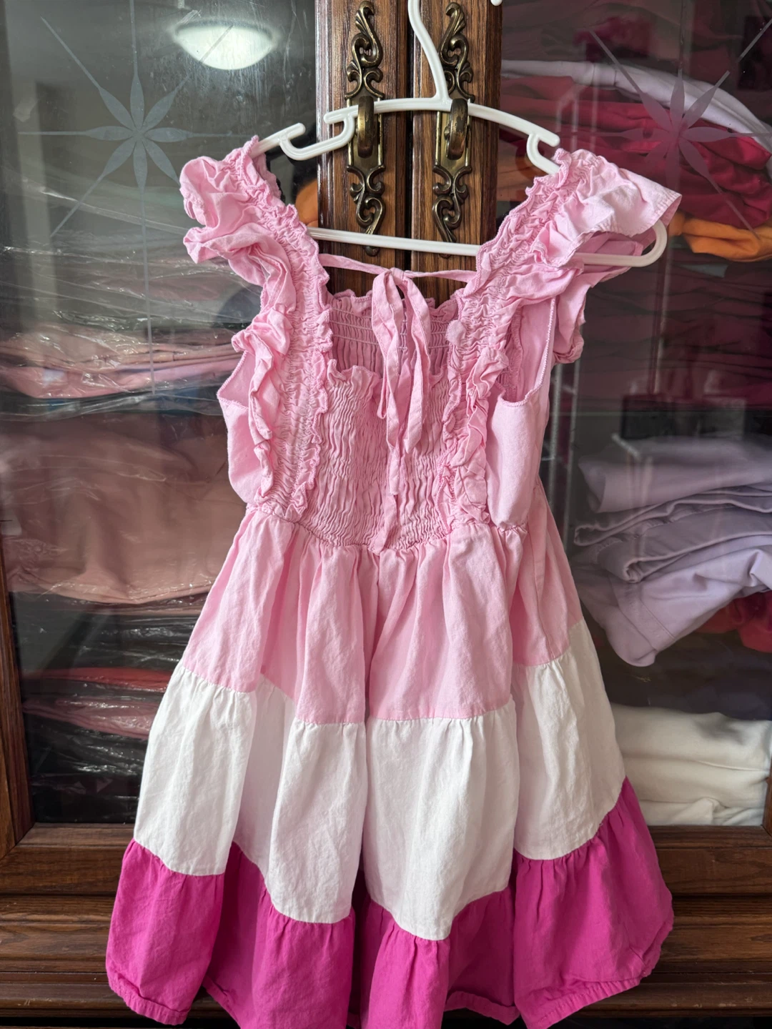 Sweet & Twirl Tiered Dress Pink Girls Size 4-5 Years Old - photo 3