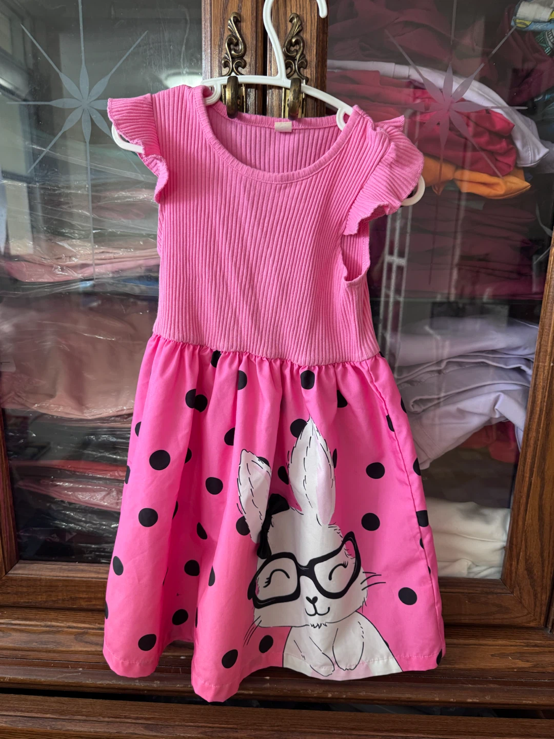 Girls Pink Polka Dot Bunny Dress - Size 5 Years - photo 2