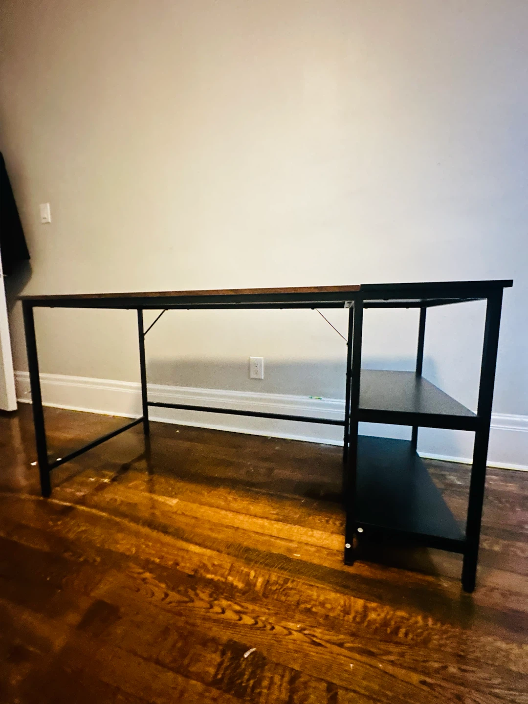 Industrial Computer Desk with Storage Shelves