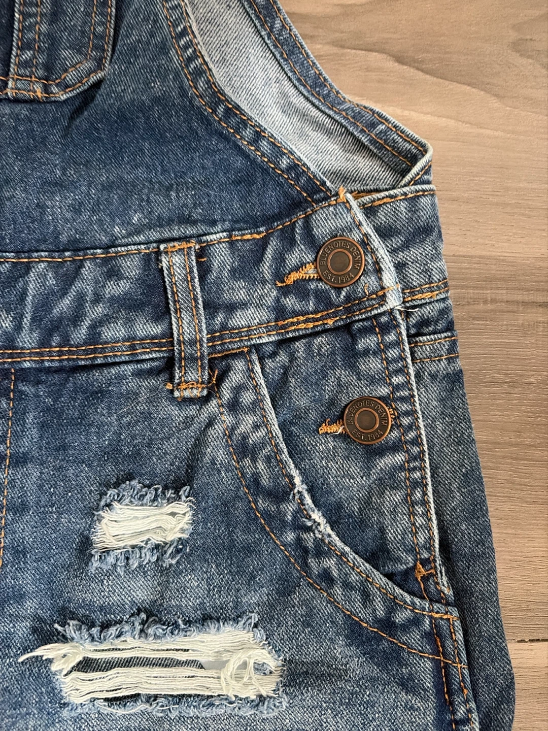 Denim Ripped Shortall Overalls - photo 3