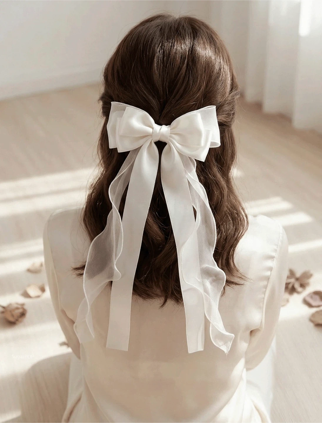 White Satin Bow Hair acessorie