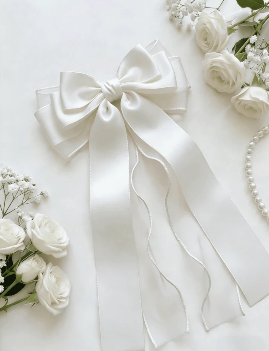 White Satin Bow Hair acessorie - photo 2