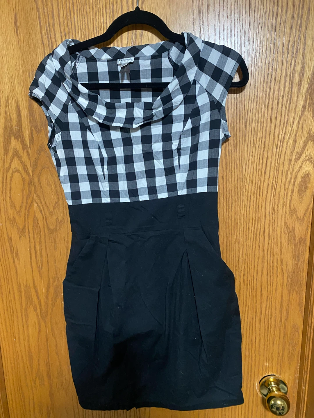 Black & White Check Cap-Sleeve Sheath Dress - photo 2