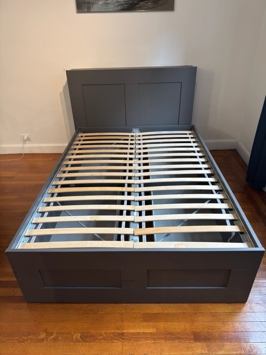 Full Size IKEA Brimnes bed frame with storage
