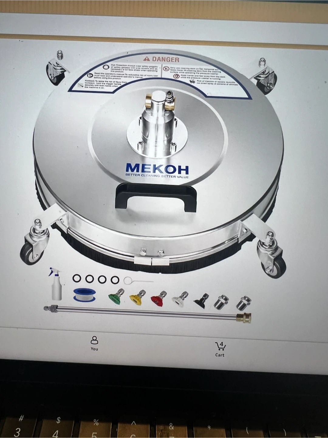 MEKOH 18 Inch Pressure Washer Surface Cleaner