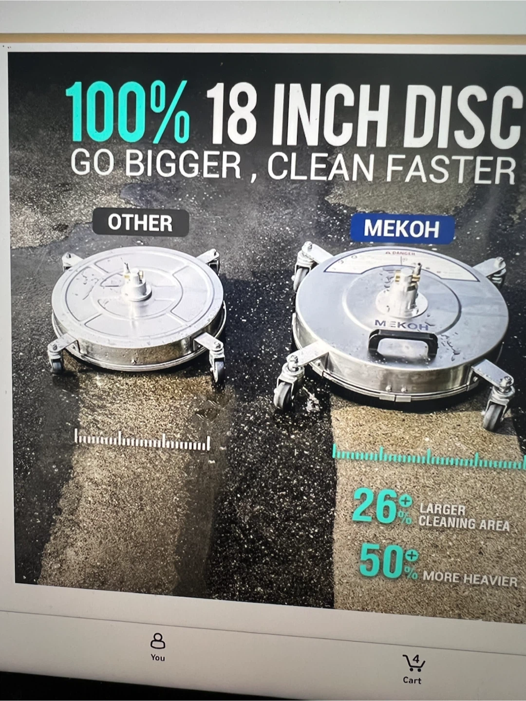 MEKOH 18 Inch Pressure Washer Surface Cleaner - photo 2