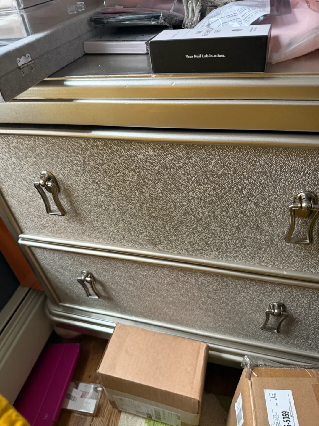 Silver 5-Drawer Dresser and night stand - photo 2