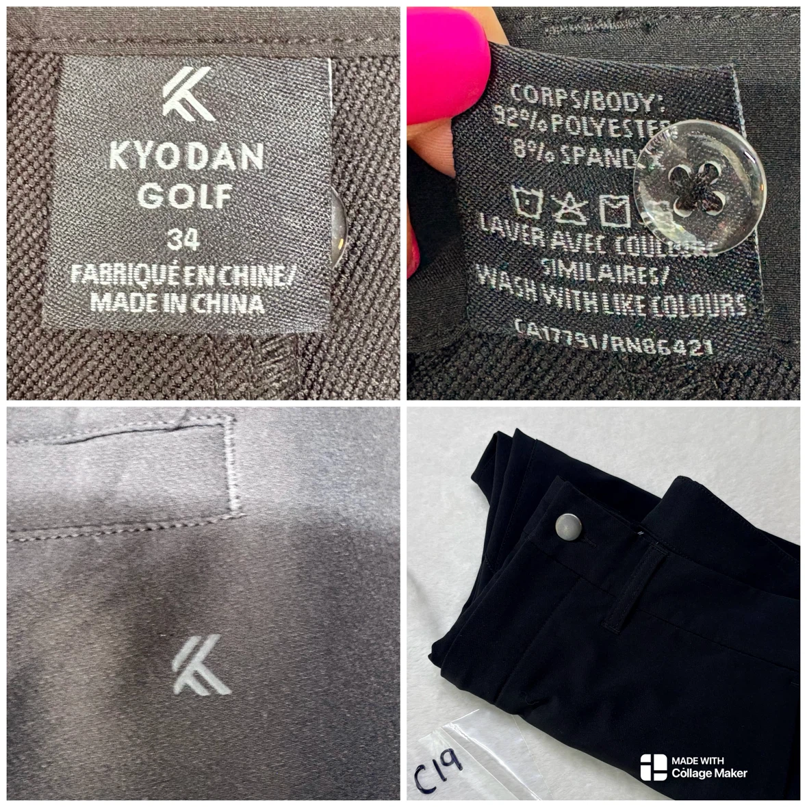 Kyodan Golf Mens Black Flat Front Golf Shorts Size 34 - photo 2