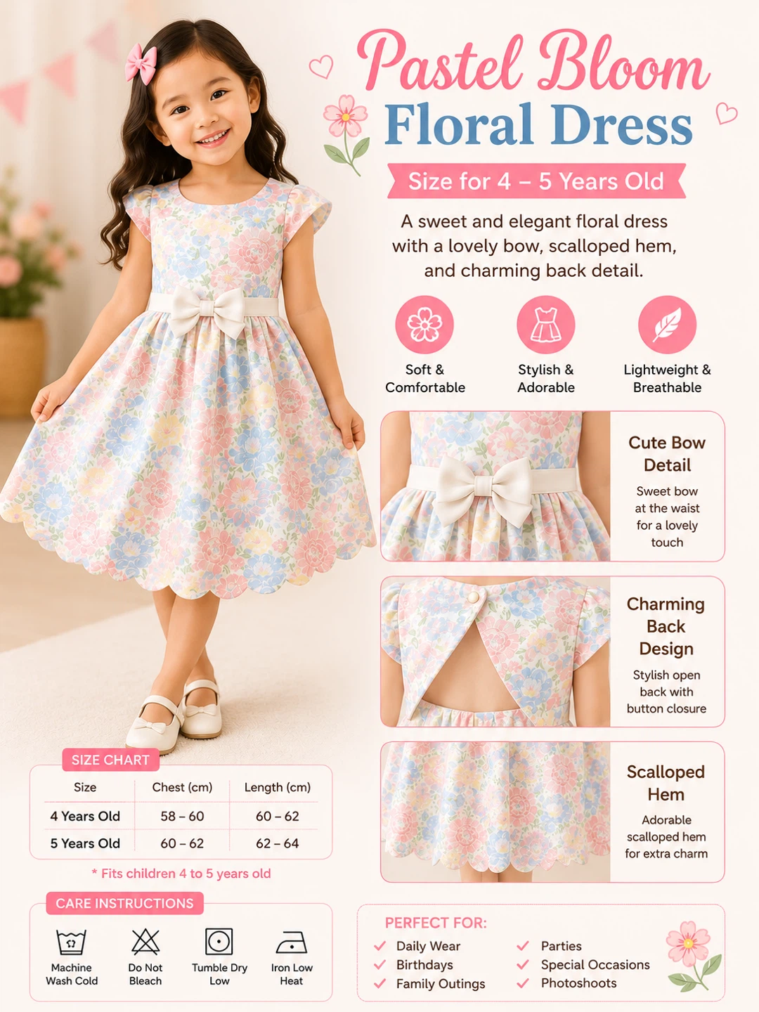Tahari Girls Floral Dress - Size 5