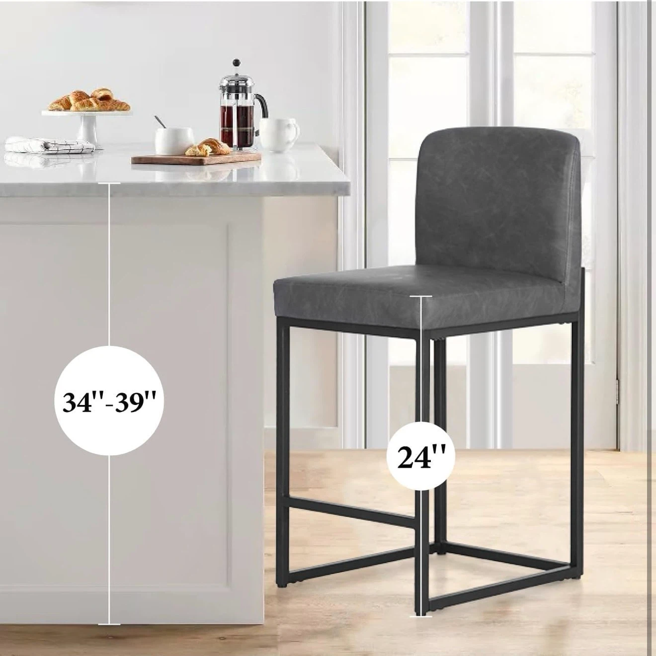 Grey Bar Stools - Set of 2 - photo 4