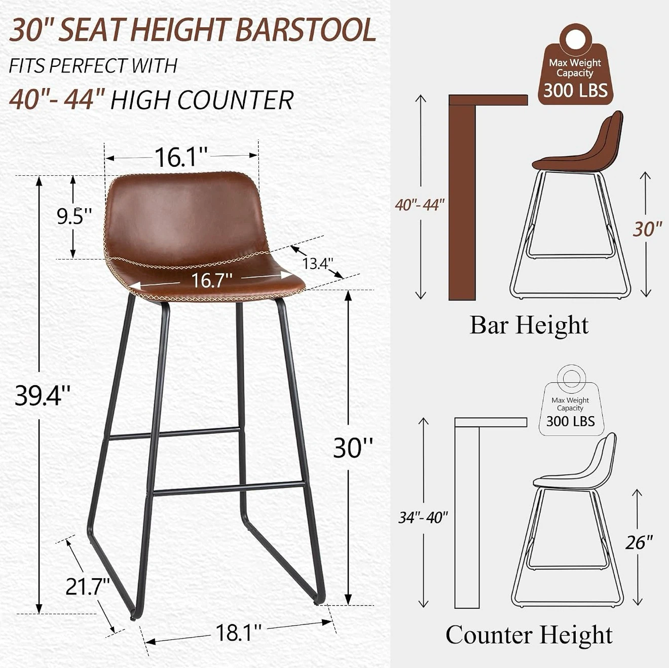 Brown Barstool 30" Seat Height set of 4 - photo 2