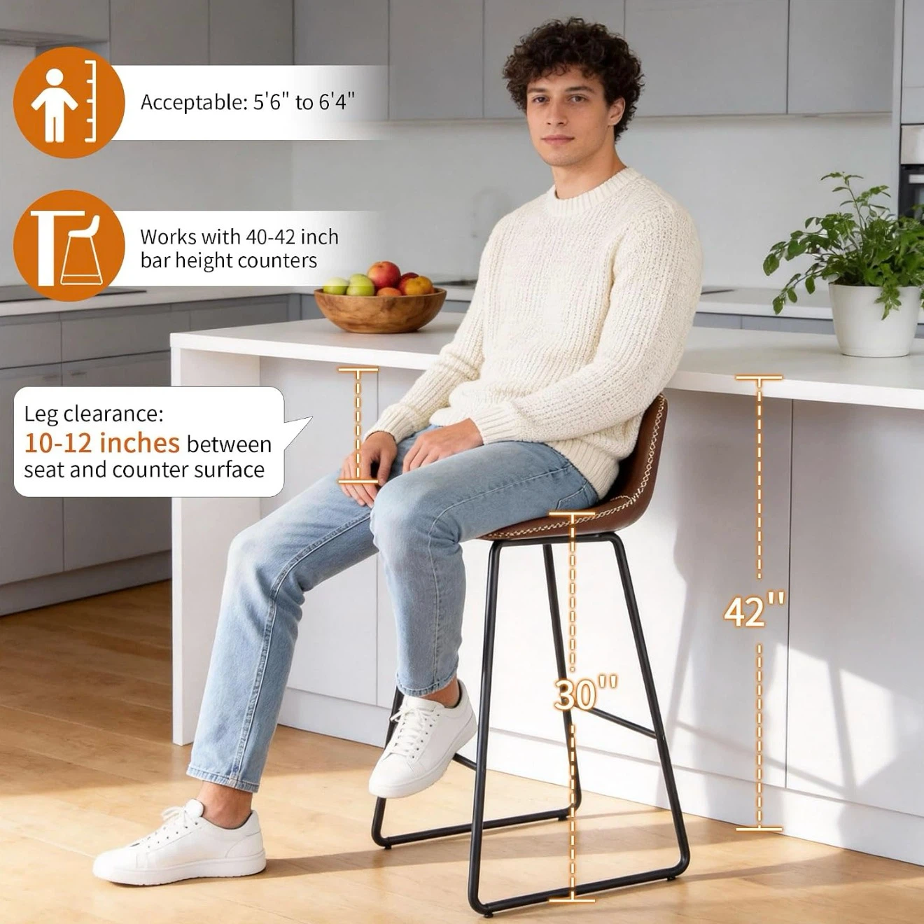Brown Barstool 30" Seat Height set of 4 - photo 5