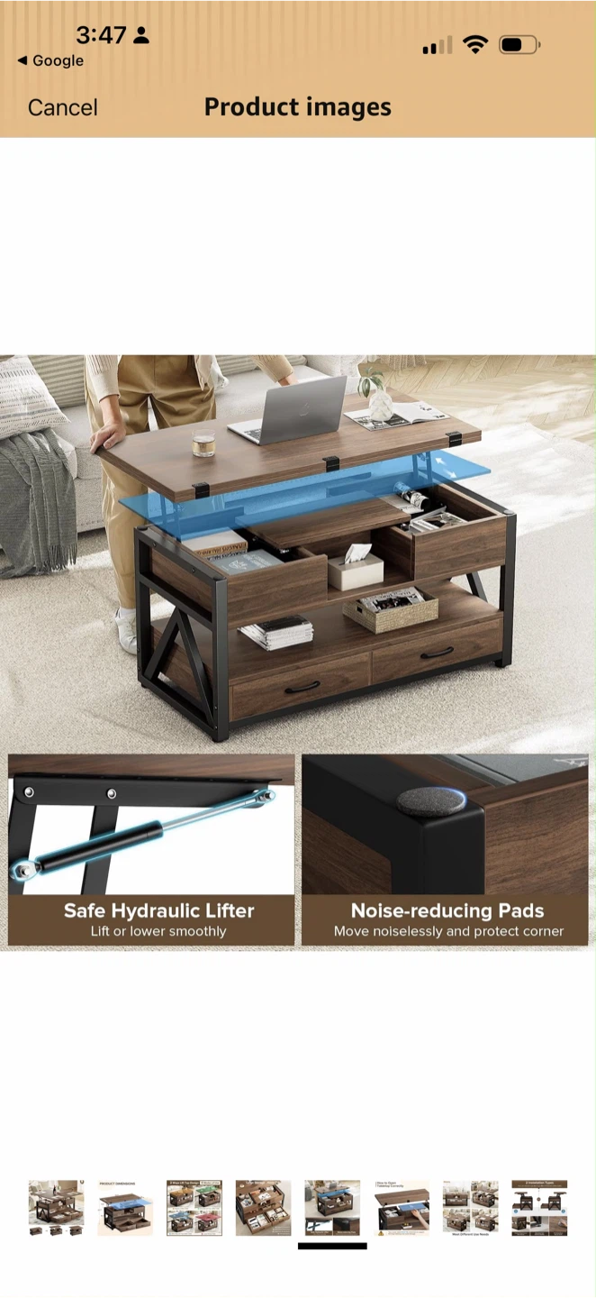 Lift Top Coffee Table with Storage - photo 3