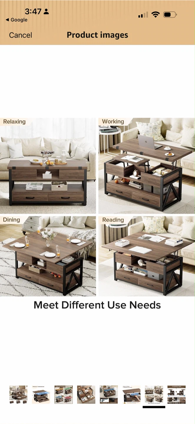 Lift Top Coffee Table with Storage - photo 4