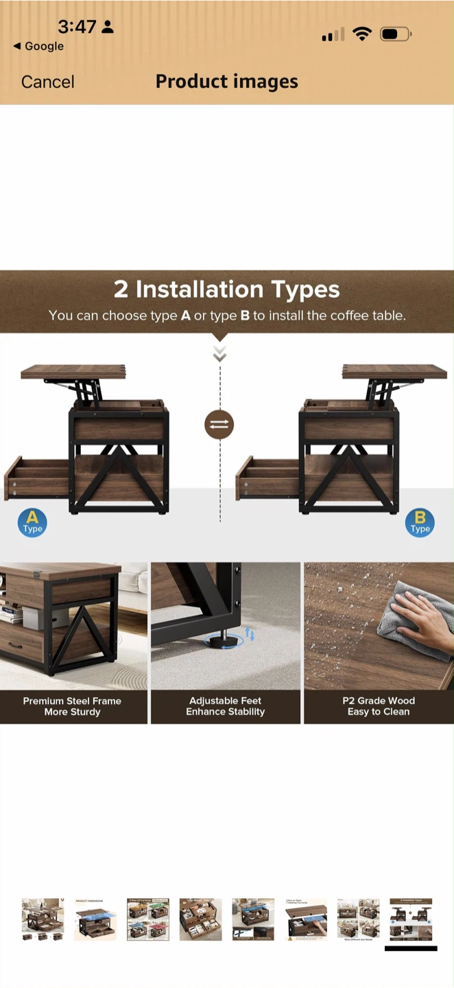 Lift Top Coffee Table with Storage - photo 5