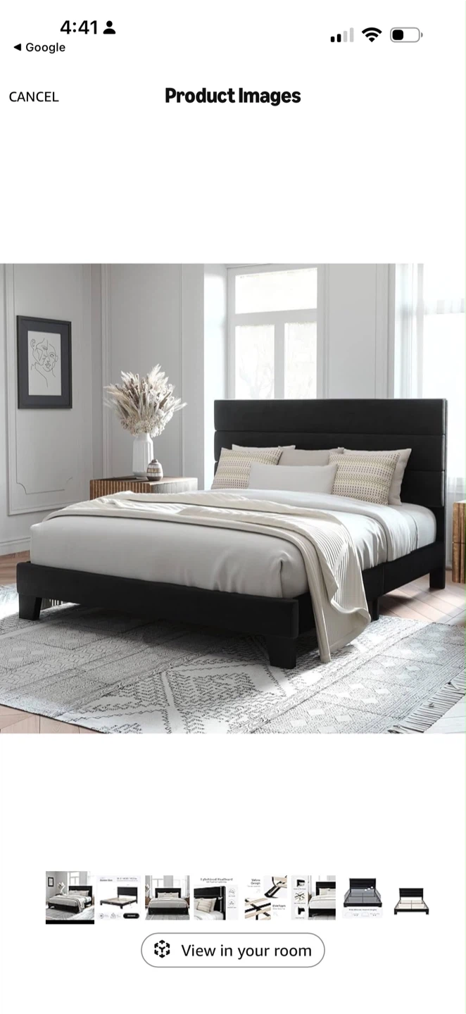 Black Velvet Queen Bed Frame - photo 5
