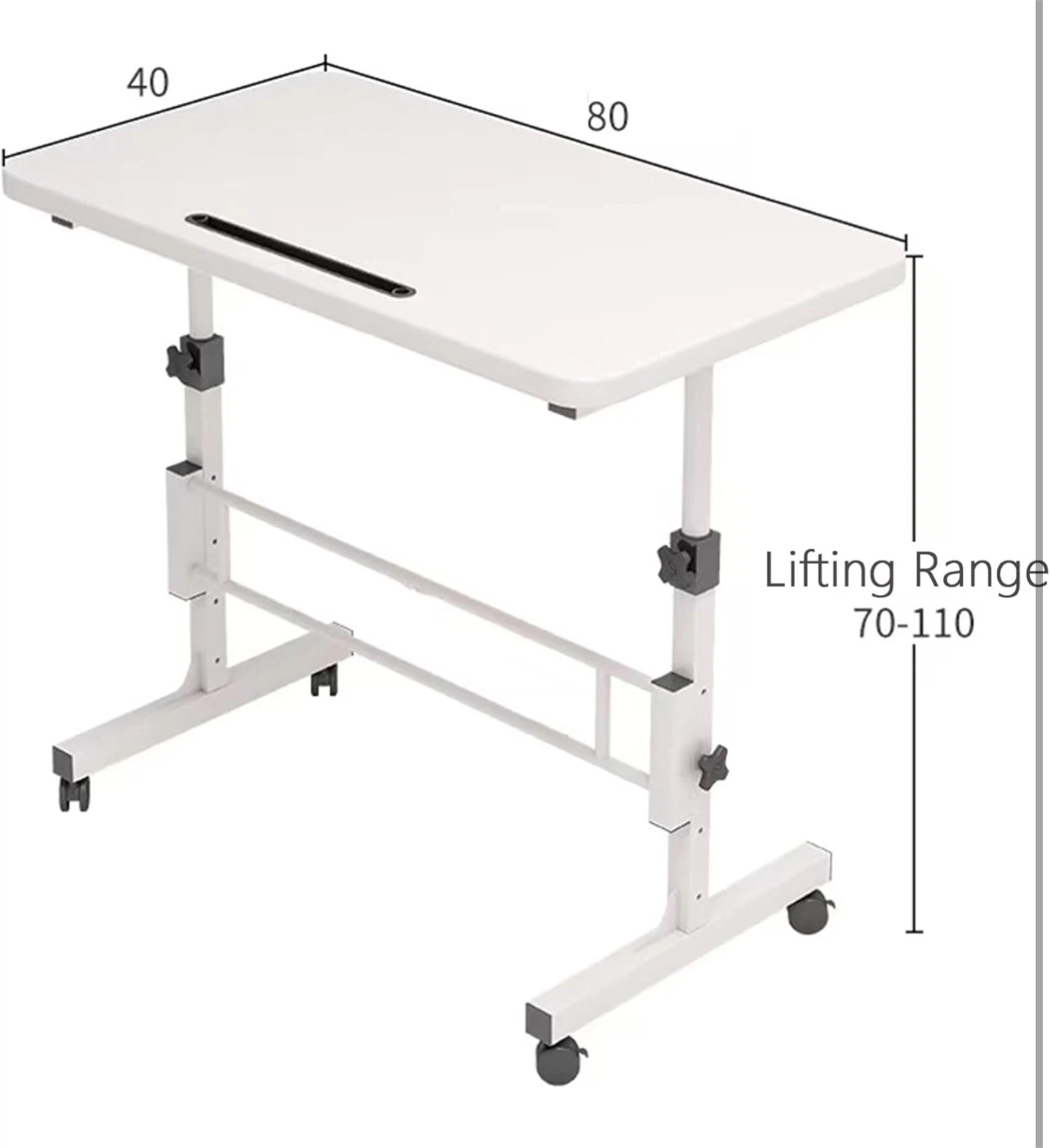 Adjustable Rolling Laptop Table with Tablet Slot - photo 2