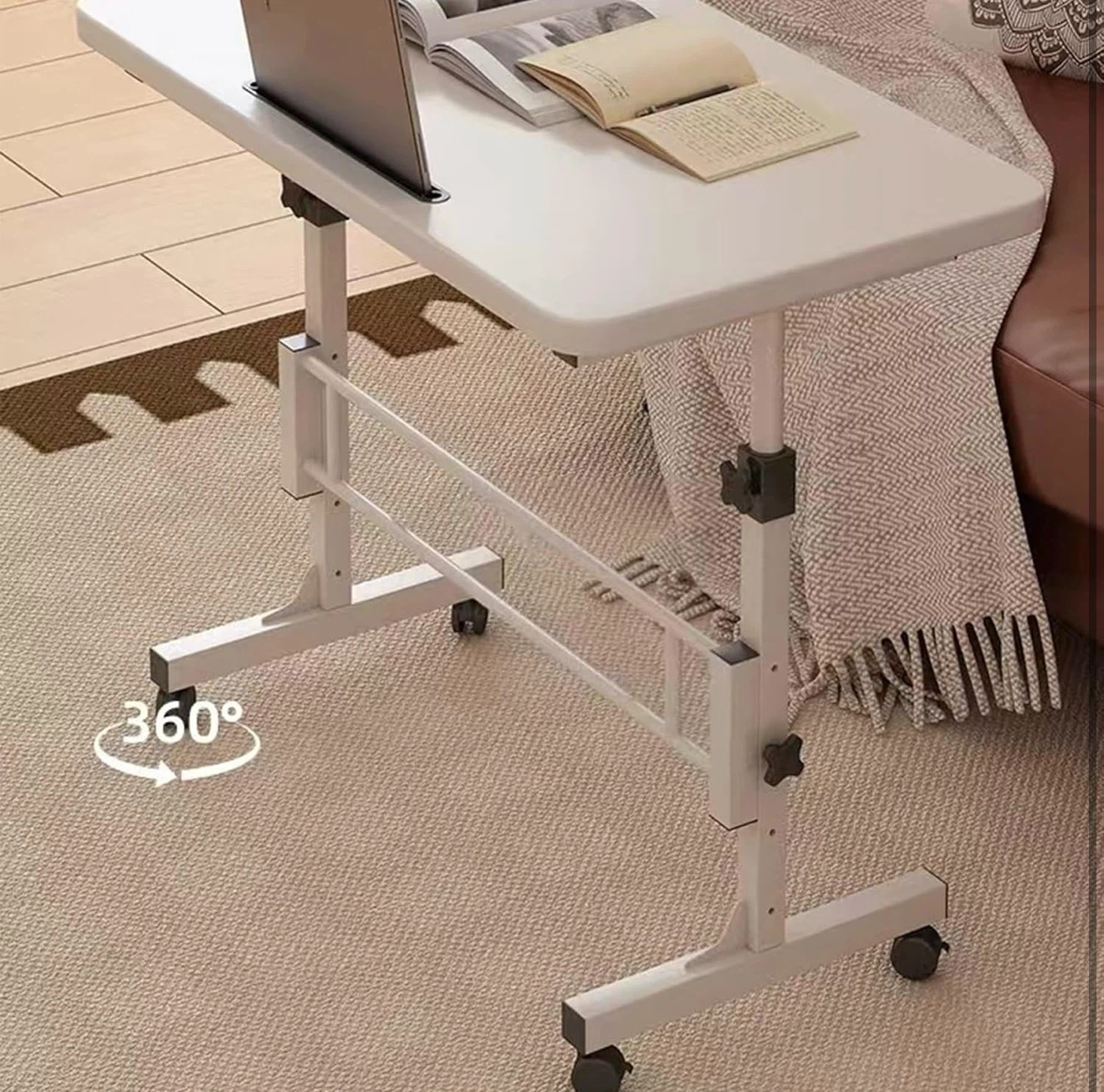 Adjustable Rolling Laptop Table with Tablet Slot - photo 3