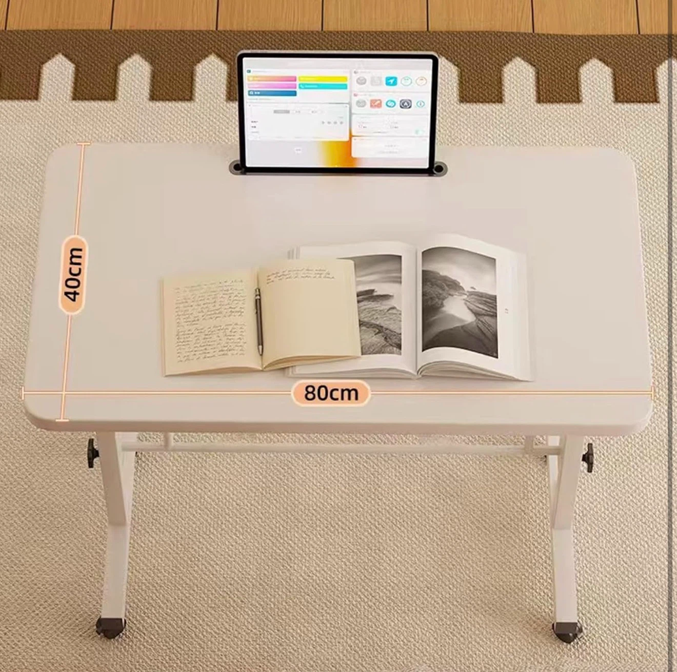 Adjustable Rolling Laptop Table with Tablet Slot - photo 5
