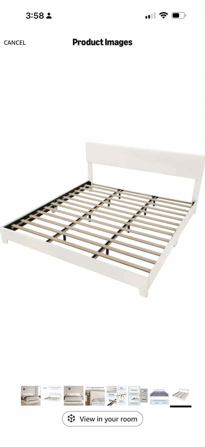 White Queen Platform Bed Frame with Adjustable Headboard - photo 4