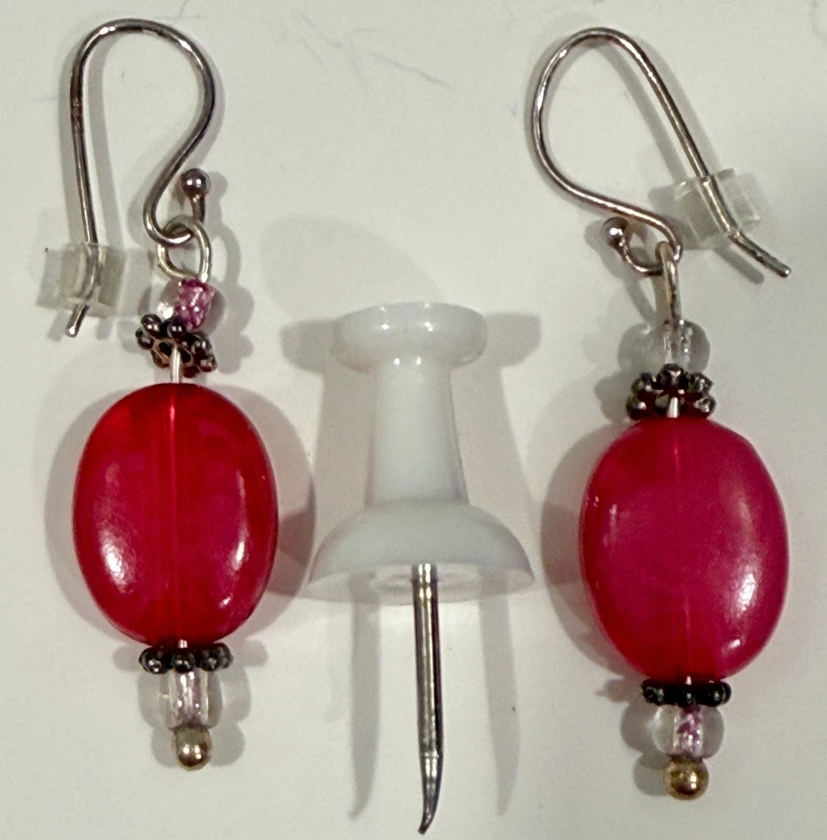 Pink Beaded Dangle Earrings | Artisan Boho Statement Jewelry - photo 2