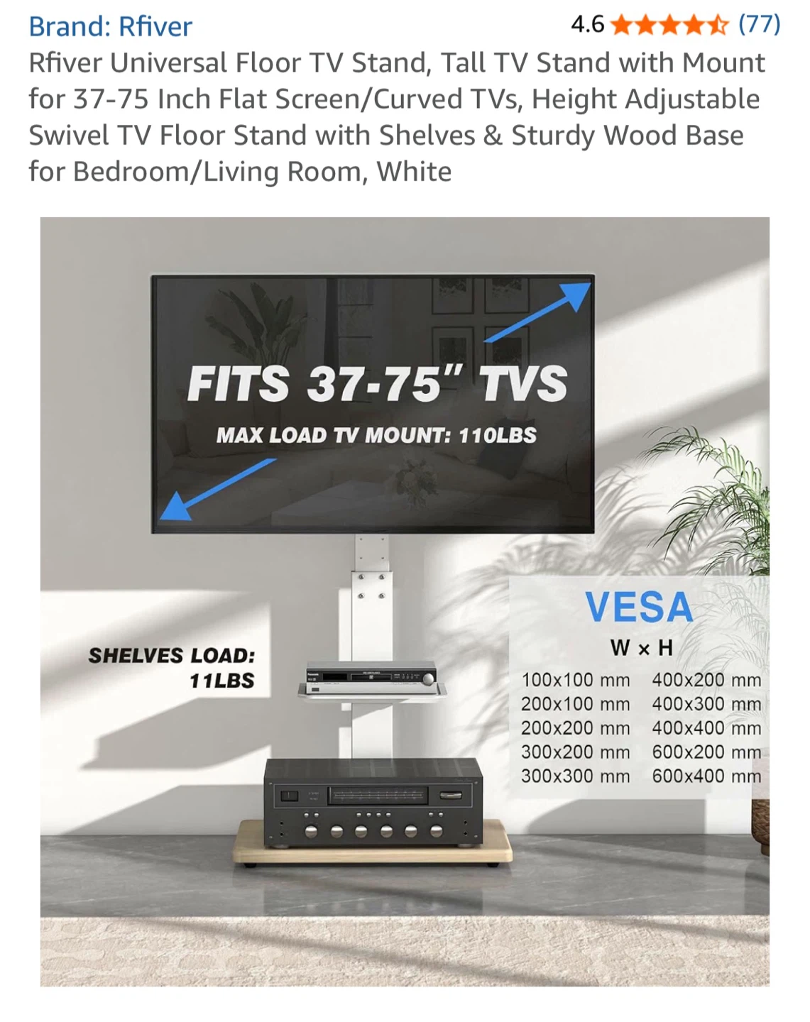 TV Stand for 37-75” TVs/ Universal Floor Stand - photo 4