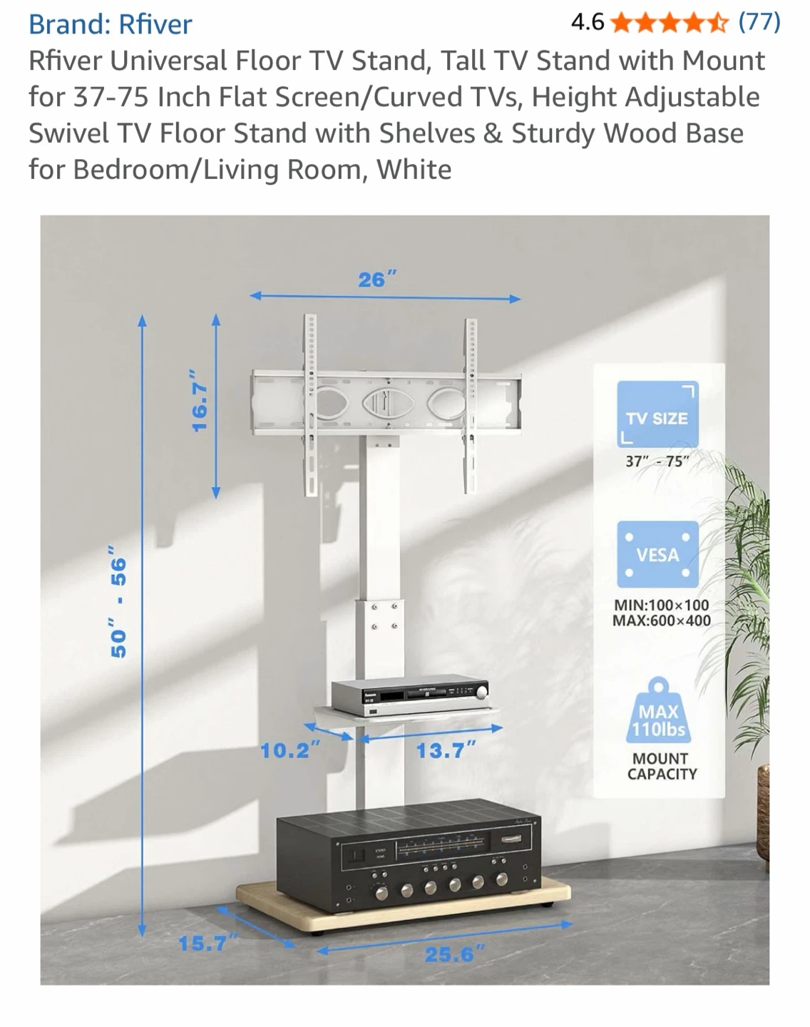 TV Stand for 37-75” TVs/ Universal Floor Stand - photo 5