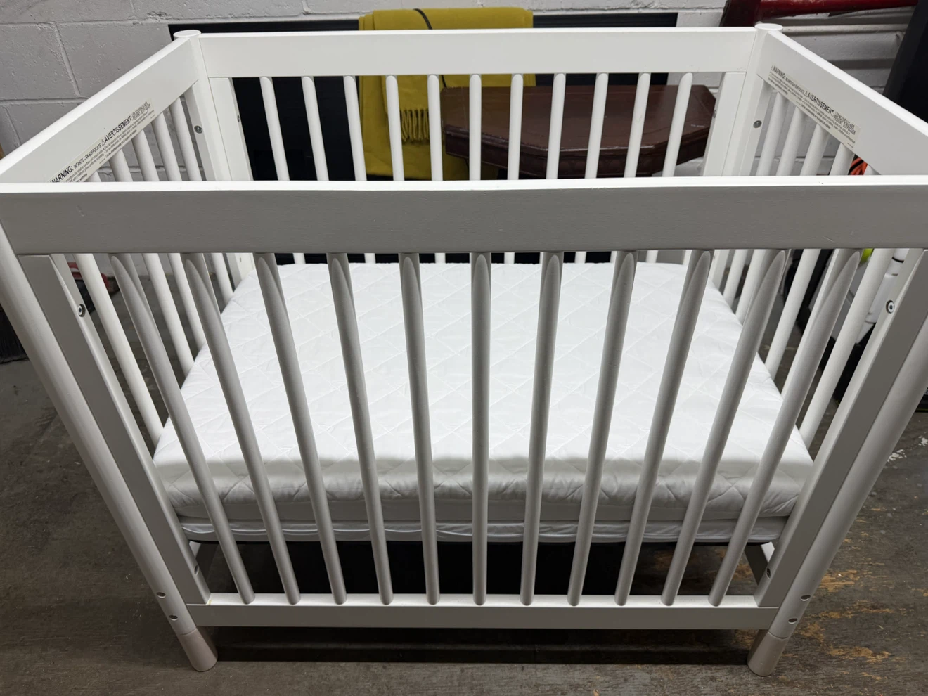 White Baby Crib with Mattress