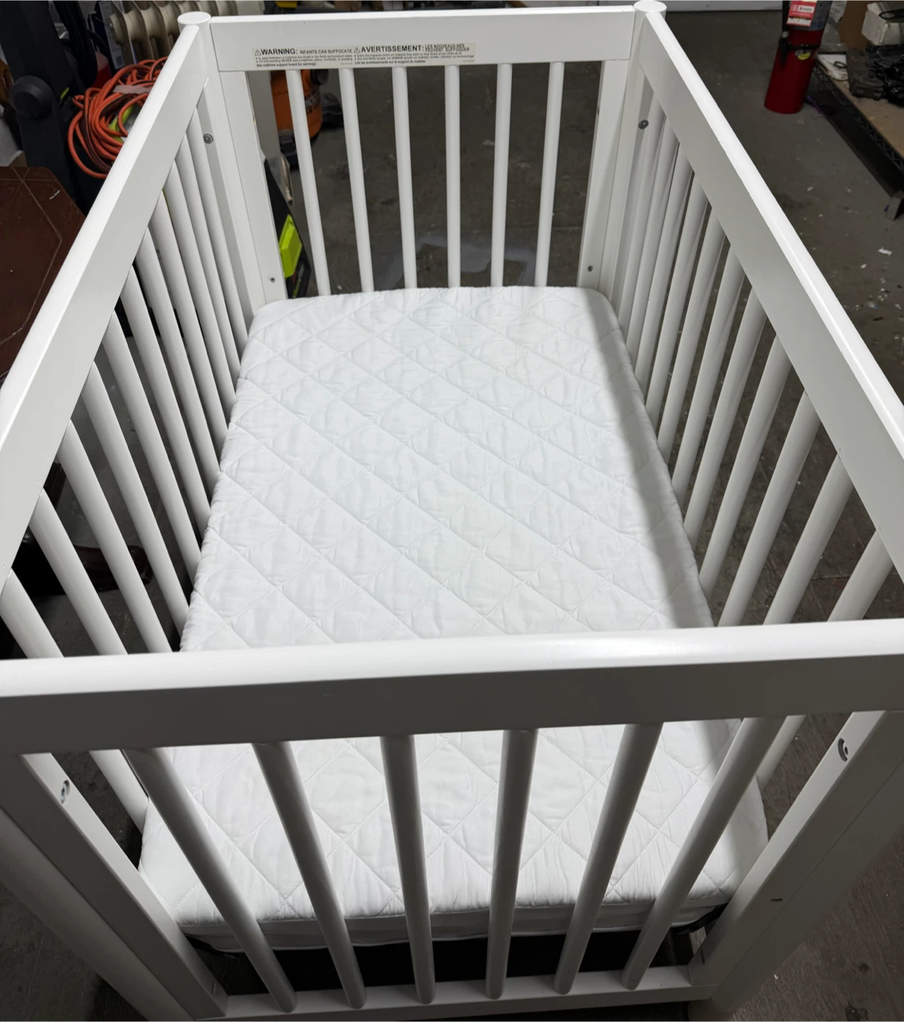 White Baby Crib with Mattress - photo 3