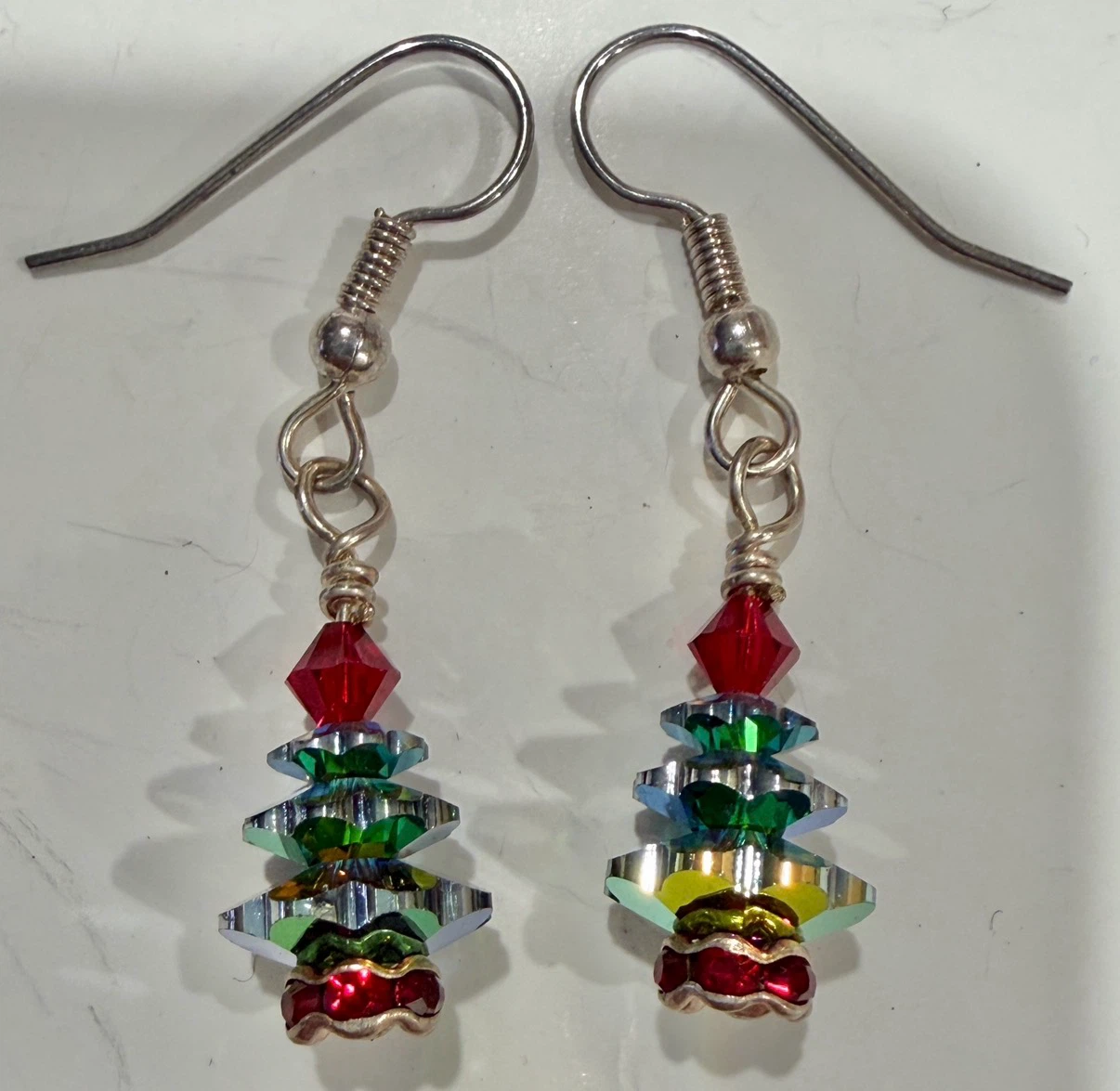 Christmas Tree Crystal Like Dangle Earrings