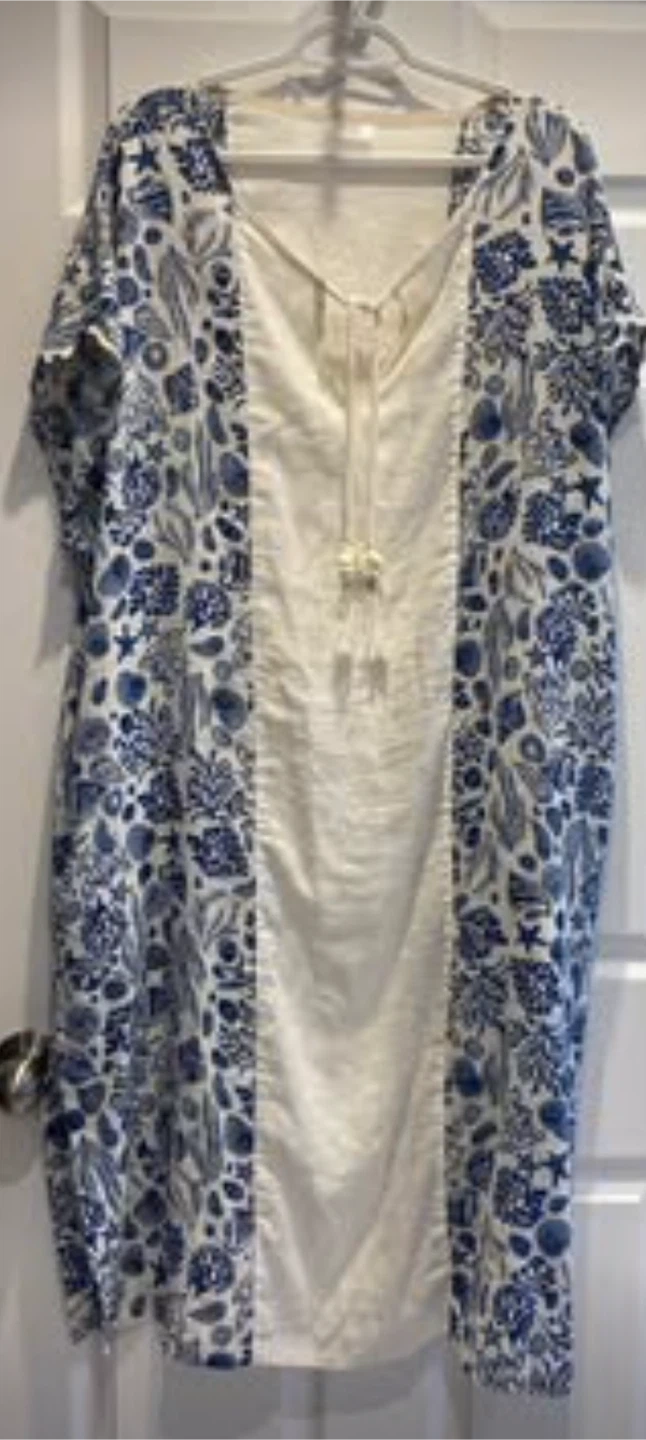 New Sigrid Olsen XL Linen Blend Seashell  Dress or Beach Coverup