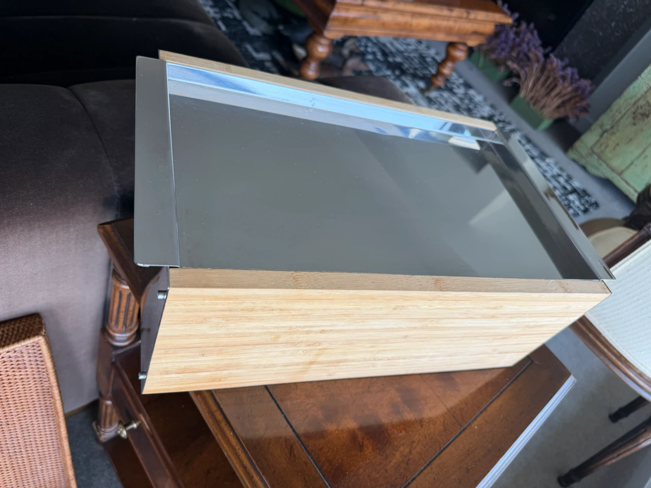 Bamboo and Stainless Steel Serving Tray - photo 2