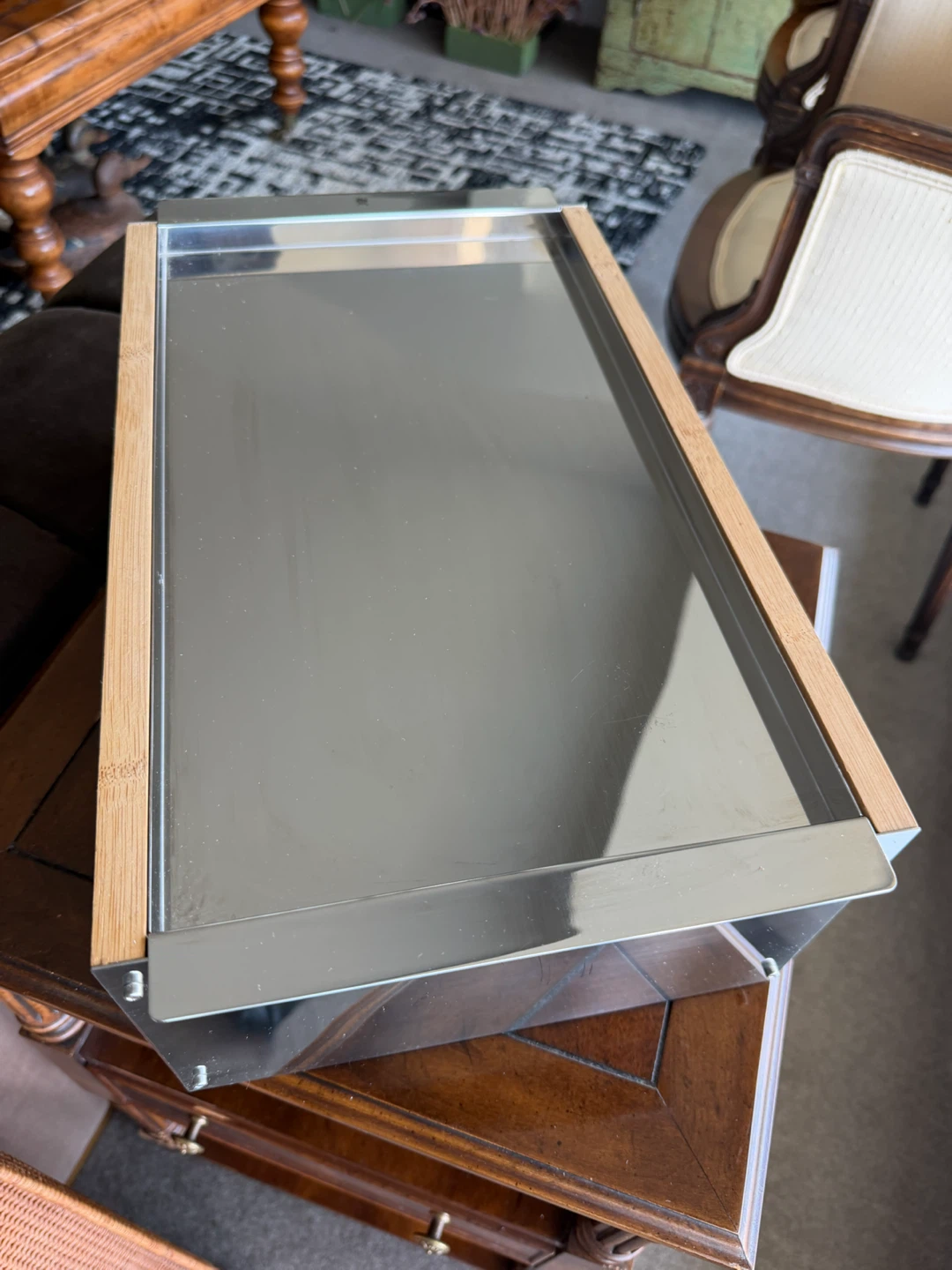 Bamboo and Stainless Steel Serving Tray - photo 3