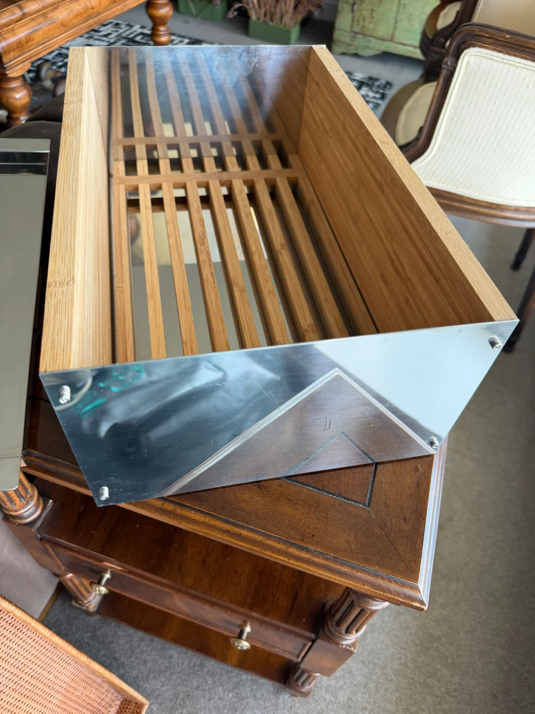 Bamboo and Stainless Steel Serving Tray - photo 4