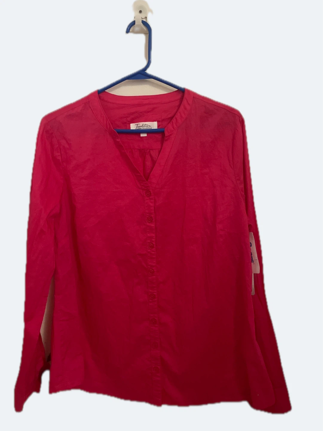 Tradition Women's Pink Long Sleeve Button Up Blouse