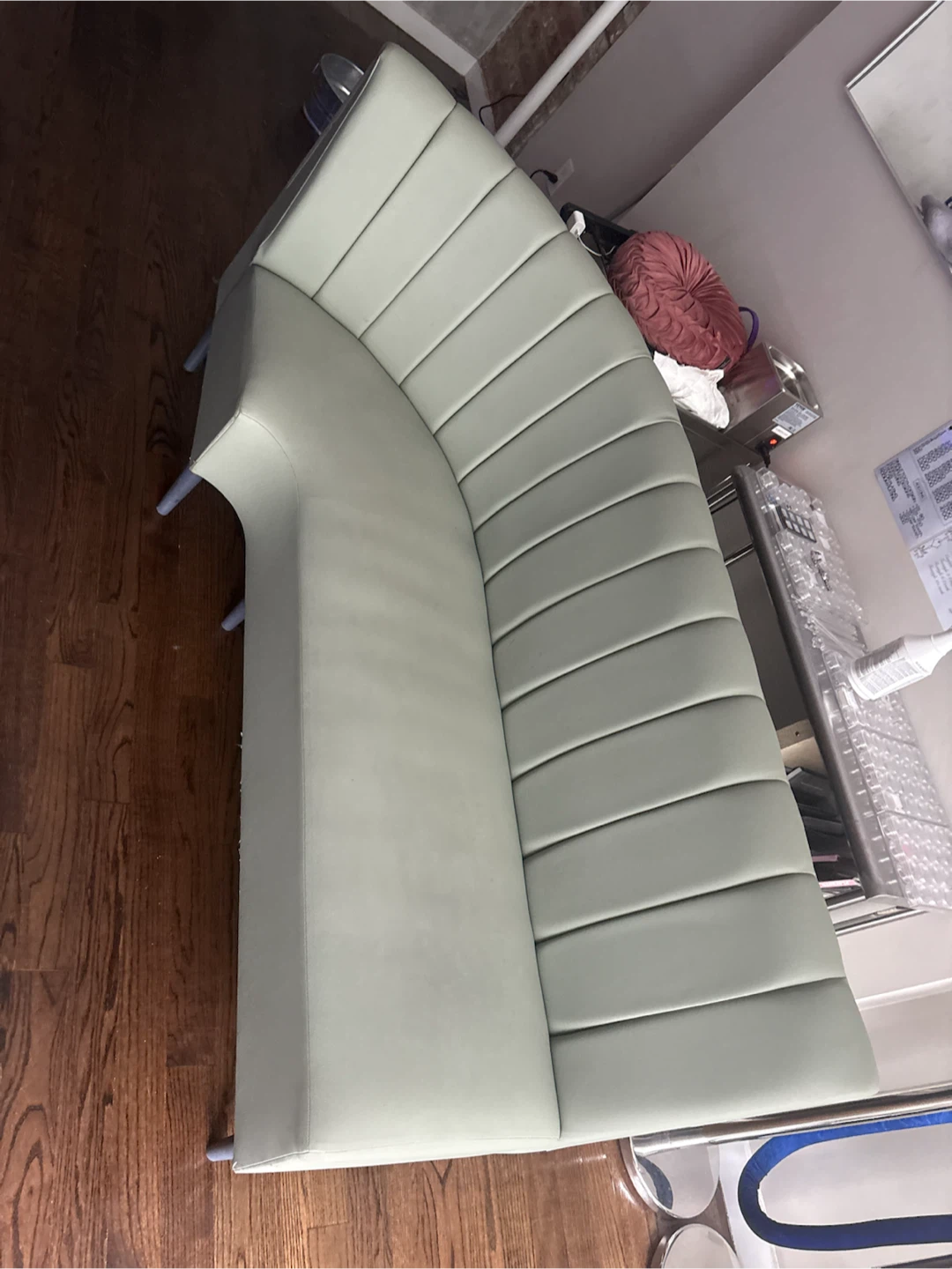 Mint Green Curved Booth Style Sofa
