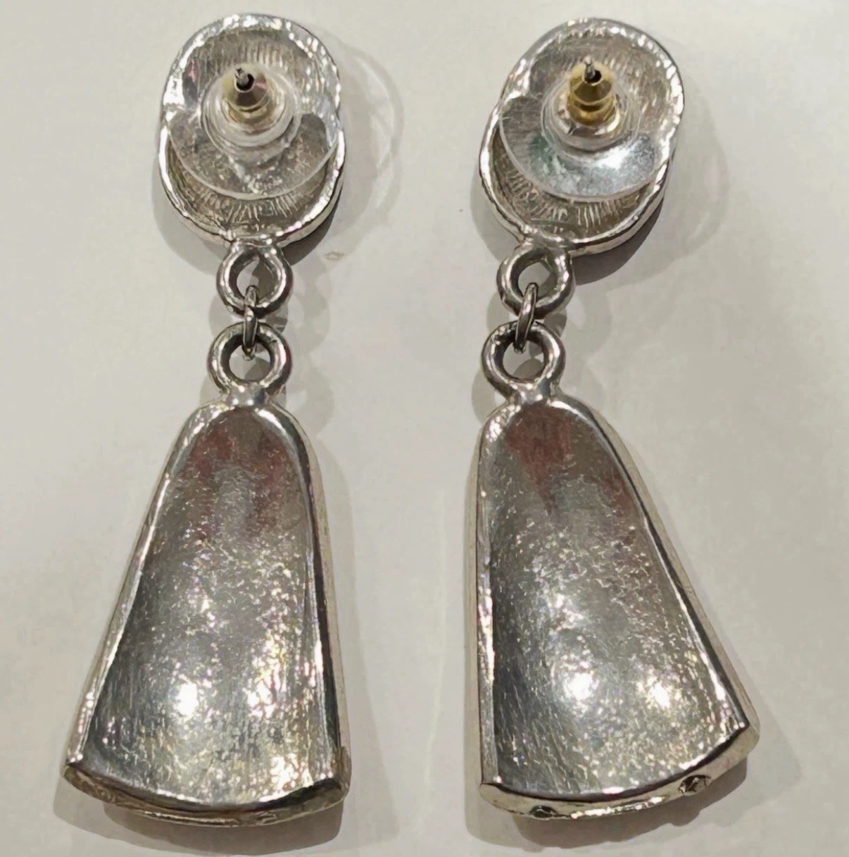 Black, Cream & Silver Tone Drop Earrings - photo 2