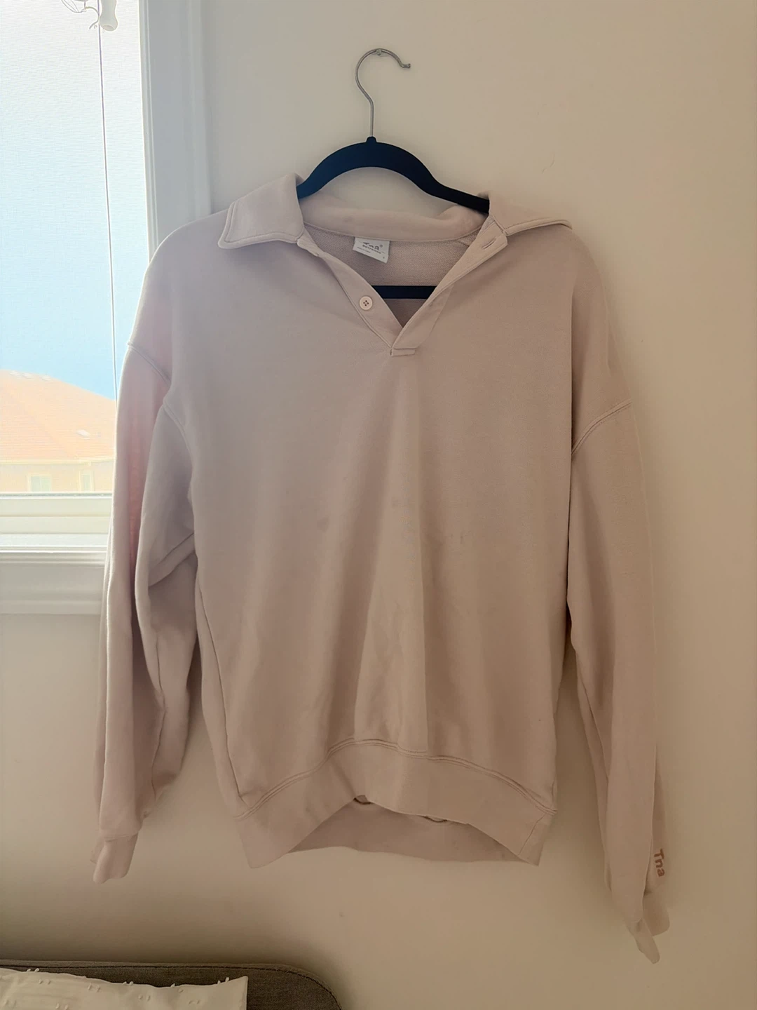 TNA (Aritzia) Pink Polo Pullover Sweatshirt | Size S