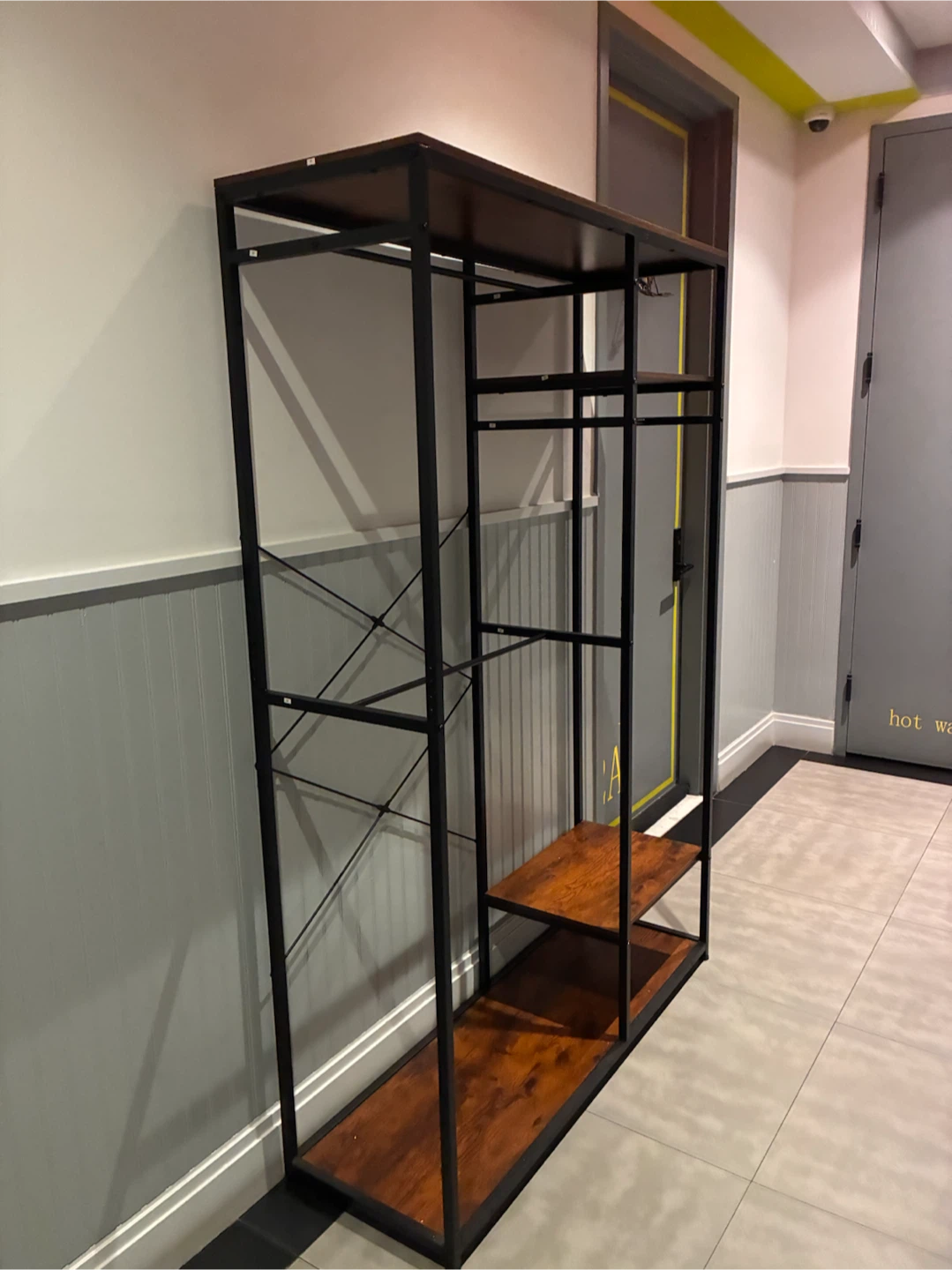 Industrial Style Metal and Wood Garment Rack - photo 4