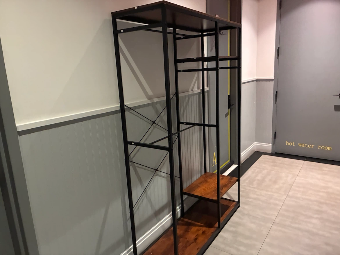 Industrial Style Metal and Wood Garment Rack