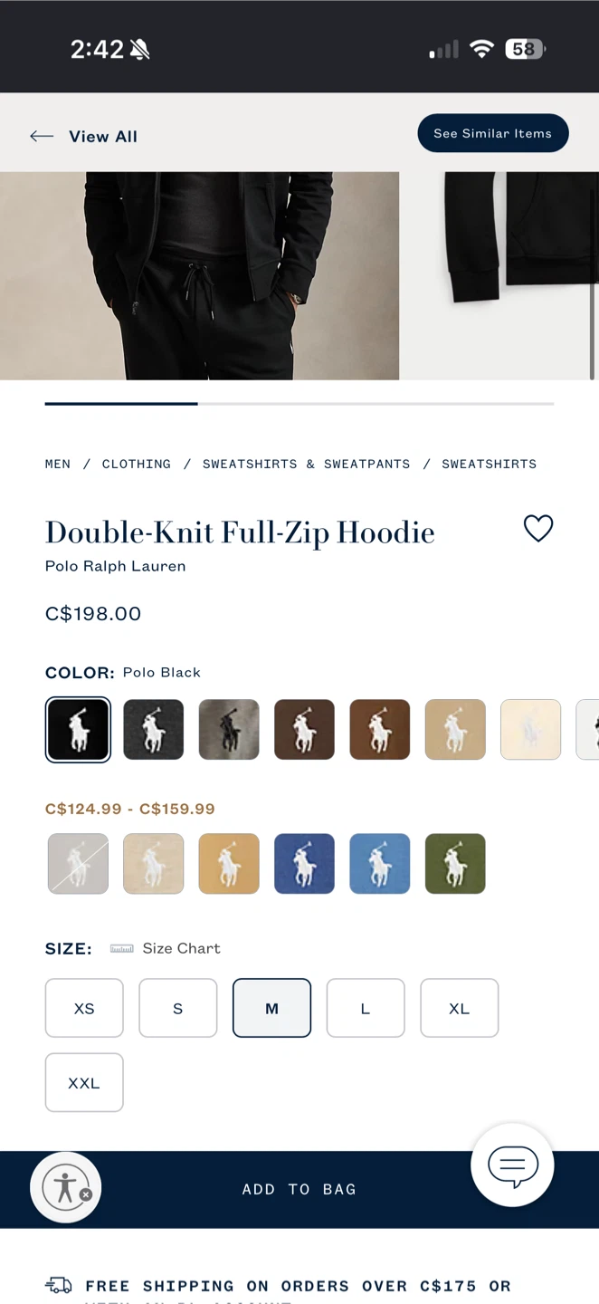 Polo Ralph Lauren Double-Knit Full-Zip Hoodie - Black - photo 3