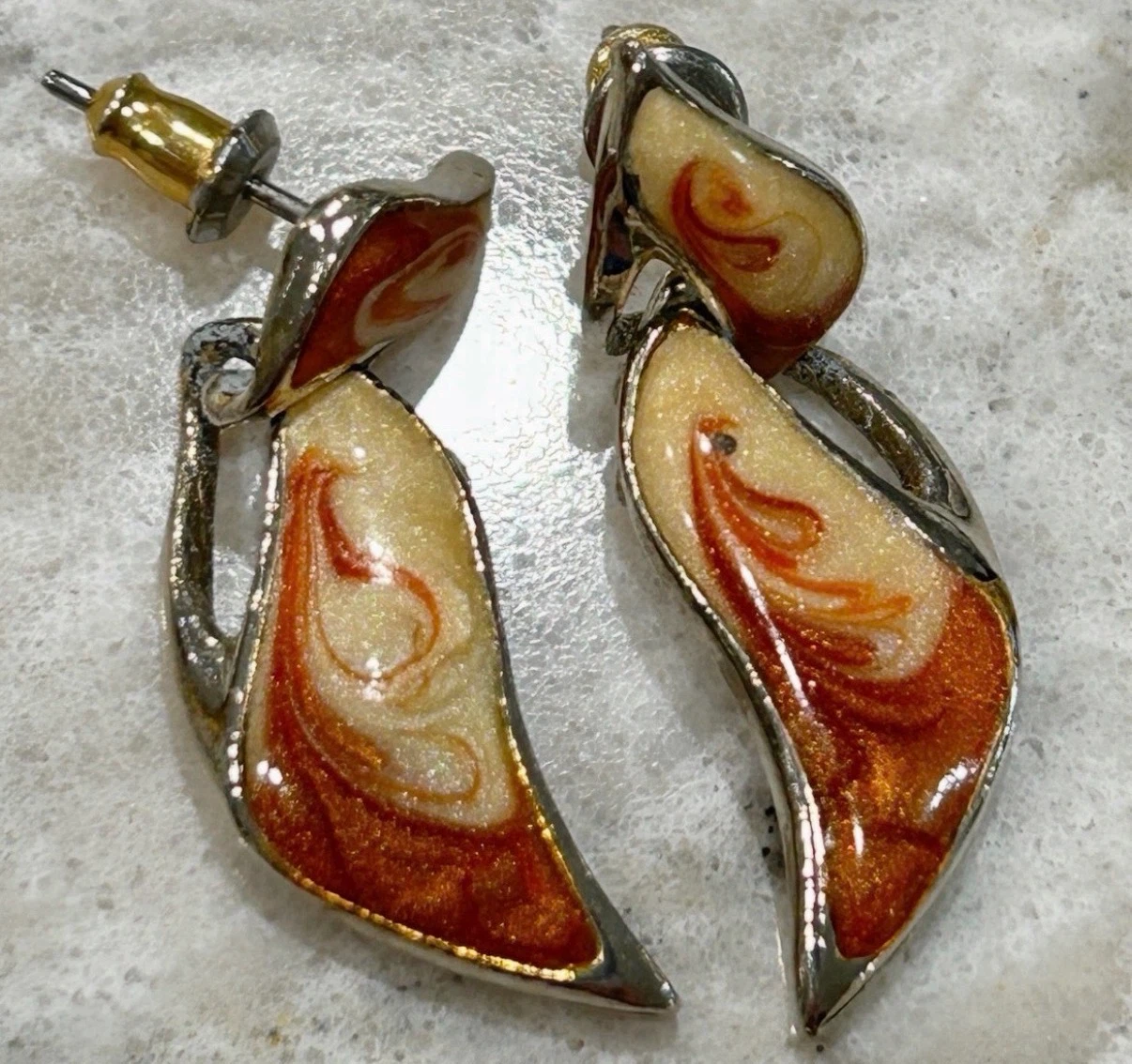 Vintage Style Beaded Brown Cream Enamel Necklace/Earring Set - photo 4