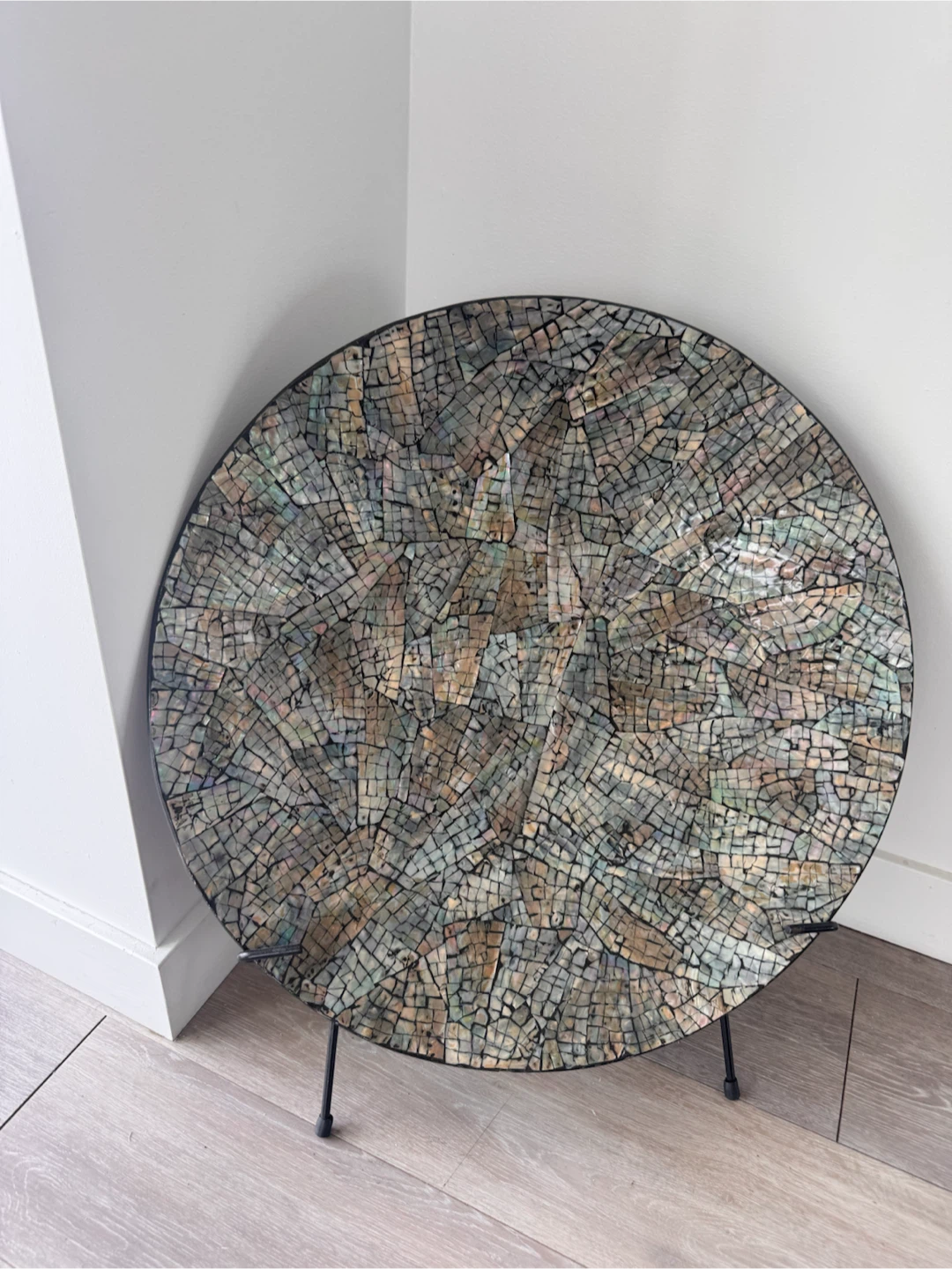 Elegant Mosaic Decorative Plate with Metal Stand ✨