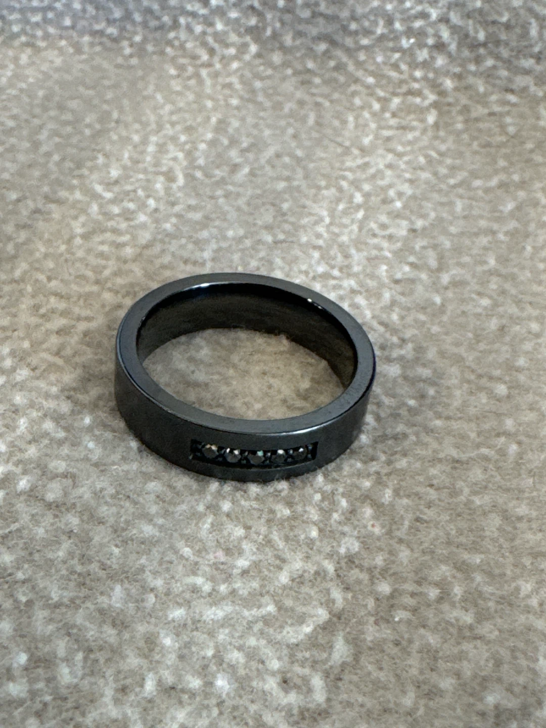 Men's Black Band Ring with Black Stones