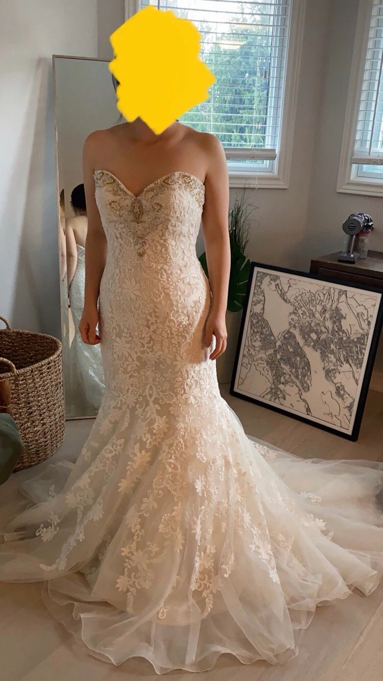 Strapless Lace Wedding Dress with Beading - photo 2