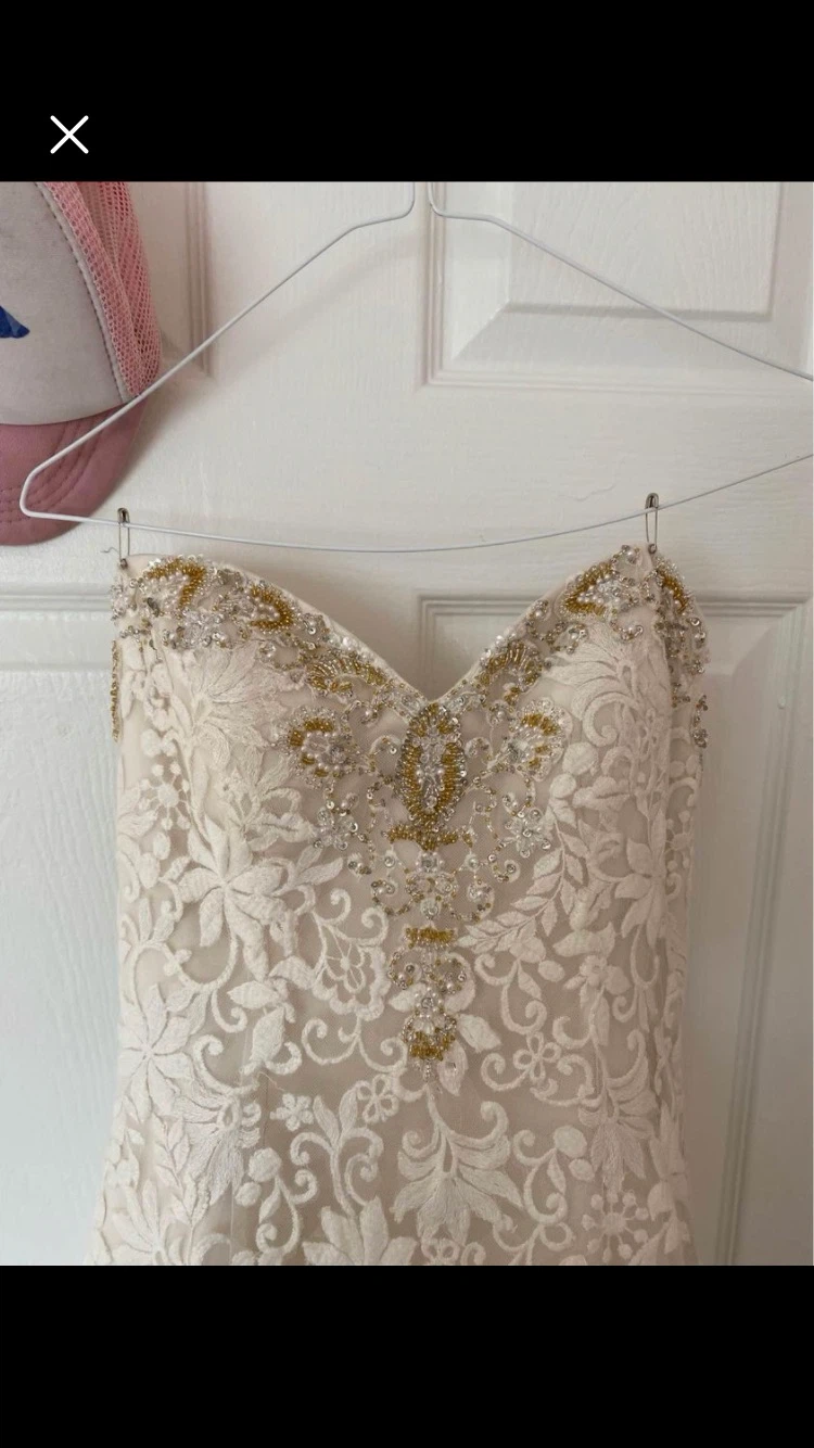 Strapless Lace Wedding Dress with Beading - photo 3