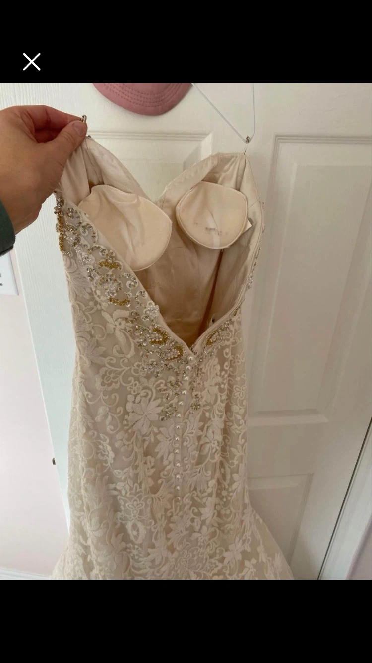 Strapless Lace Wedding Dress with Beading - photo 5