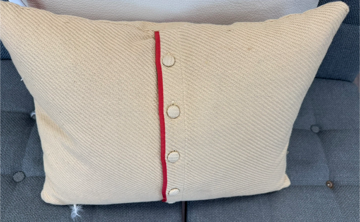 Ralph Lauren Throw Pillow with Red Trim and Buttons - photo 2