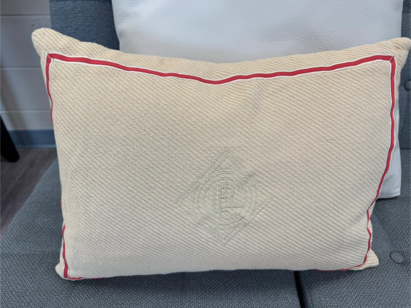 Ralph Lauren Throw Pillow with Red Trim and Buttons
